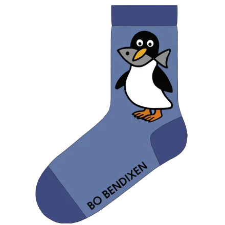 Socken Pinguin mit Fisch