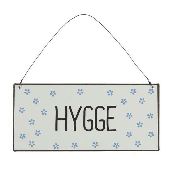 Metallschild Hygge mit Blümchen