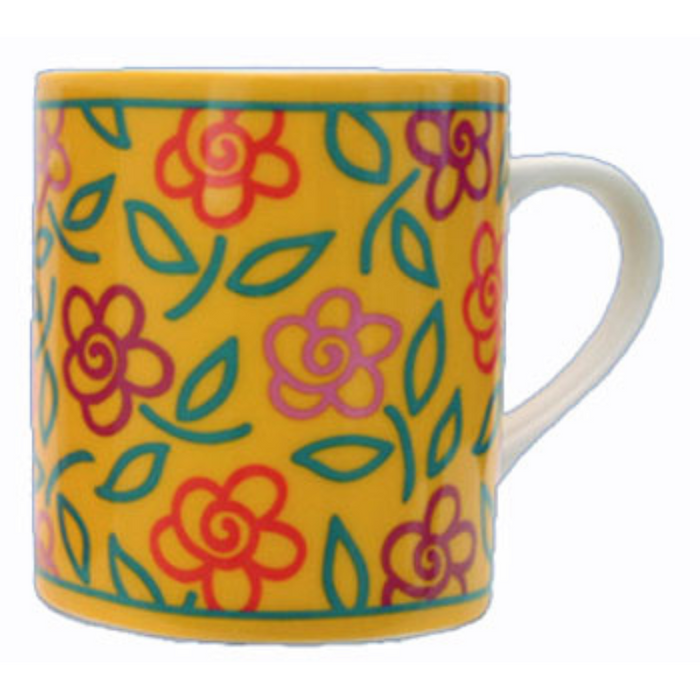 Tasse Blumen gelb
