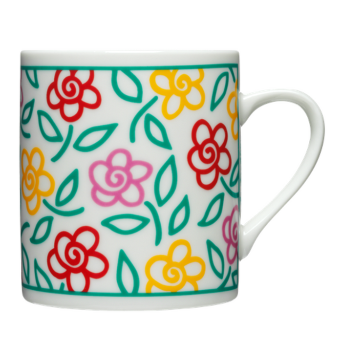 Tasse Blumen weiß