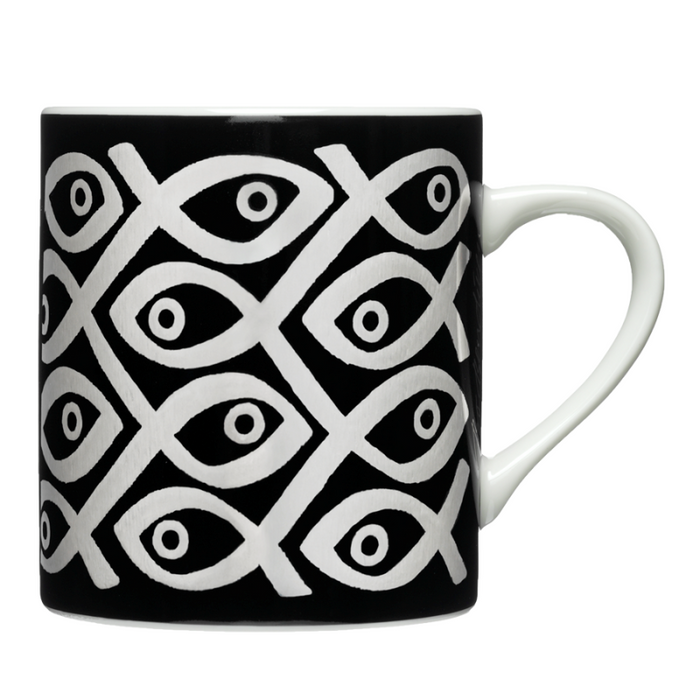 Tasse Fische schwarz/silber