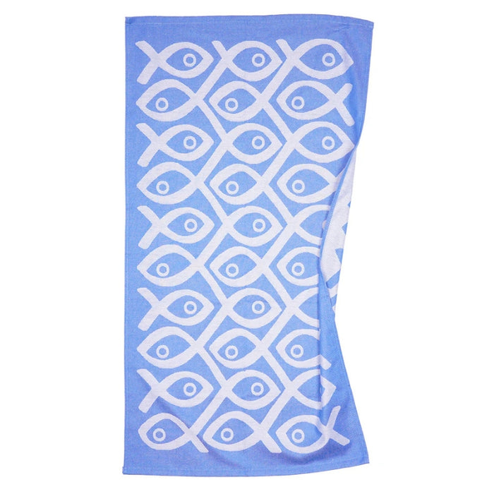 3er-Set-Geschirrtücher Fisch Blau