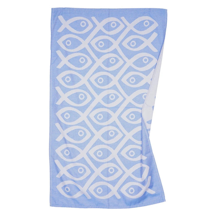 3er-Set-Geschirrtücher Fisch Blau