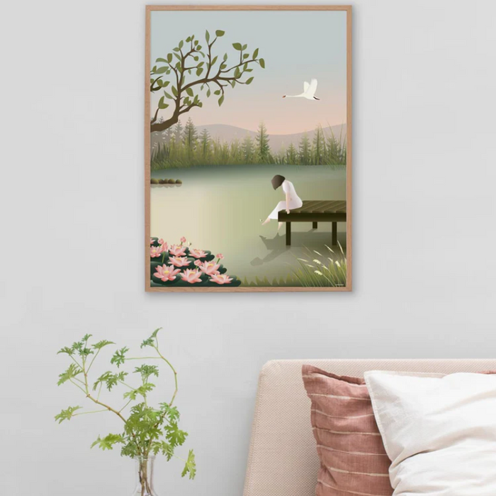 Mädchen auf dem Badesteg - Poster