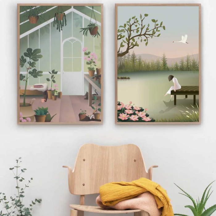 Mädchen auf dem Badesteg - Poster