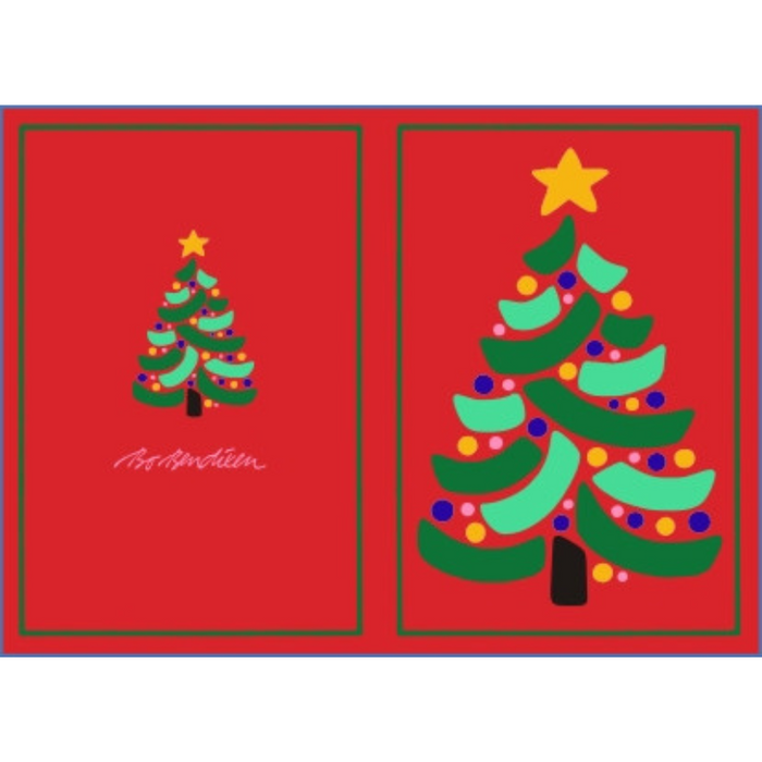 Karte Weihnachtsbaum rot mit Briefumschlag