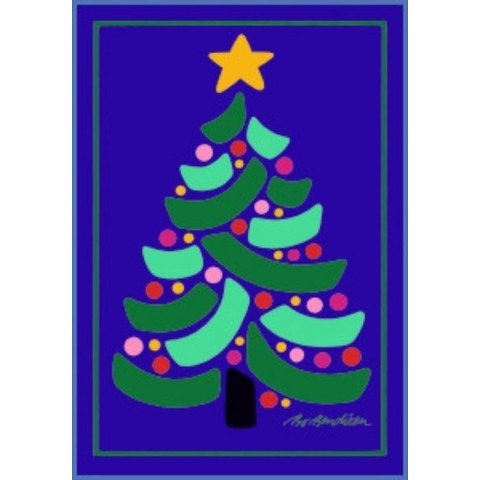 Postkarte Weihnachtsbaum blau