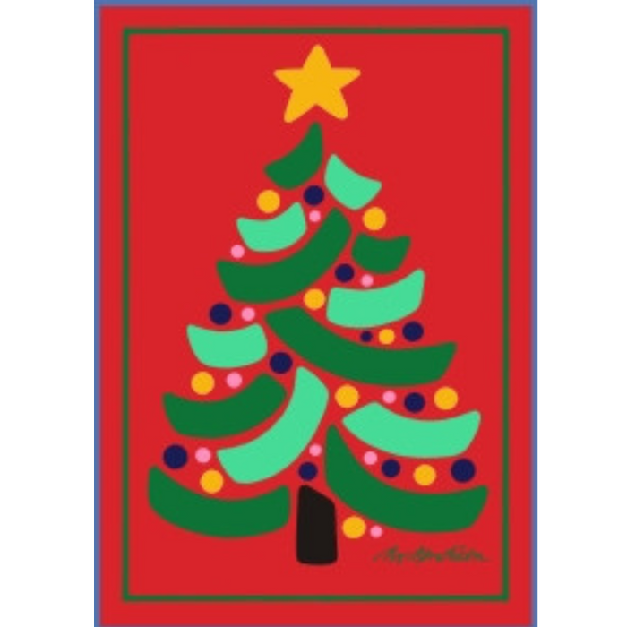 Postkarte Weihnachtsbaum rot